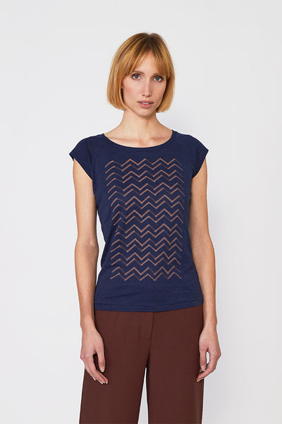 Fine Zigzag Deep Navy