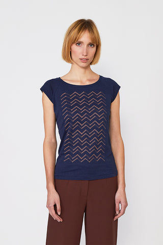 Fine Zigzag Deep Navy